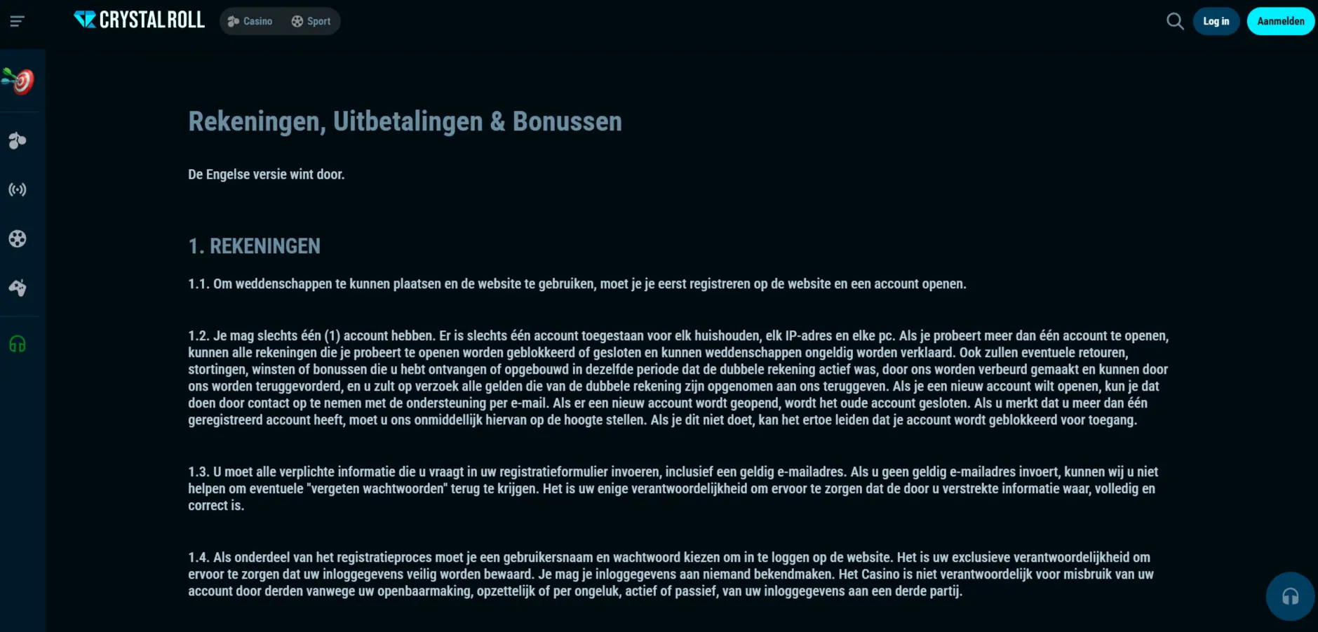 Crystalroll uitbetaling – opname, limieten en KYC
